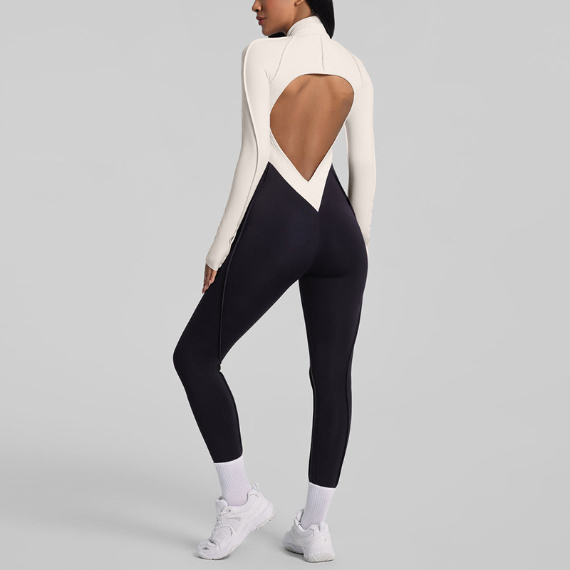 Yoga Fitness Girl - Sanding Yoga Jumpsuit Hollow-Out Back Beauty
