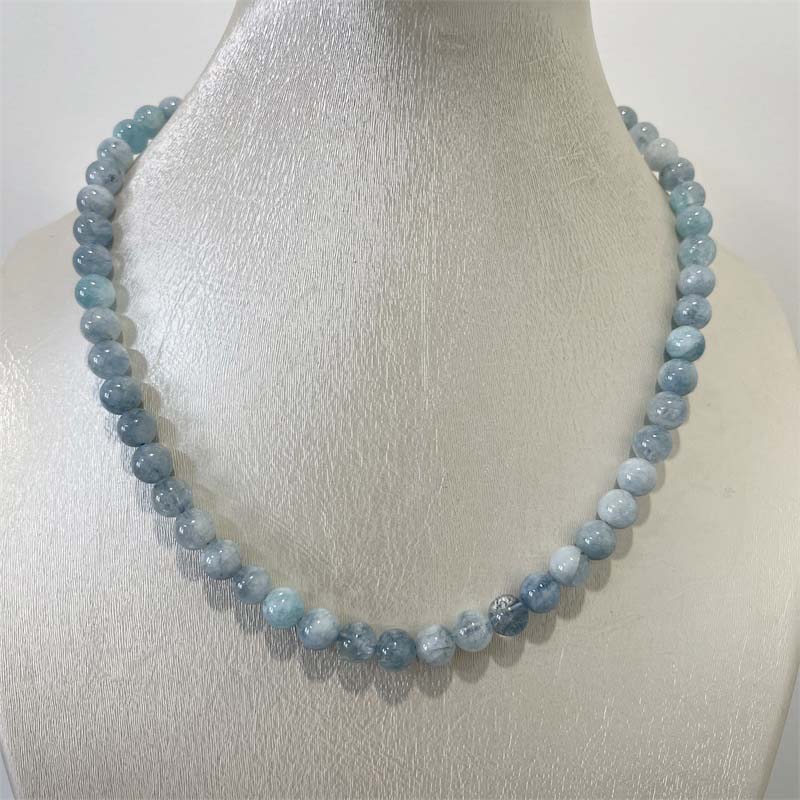 8MM Aquamarine Jade Necklace B - Yoga Health & Fitness Center 评论和价格