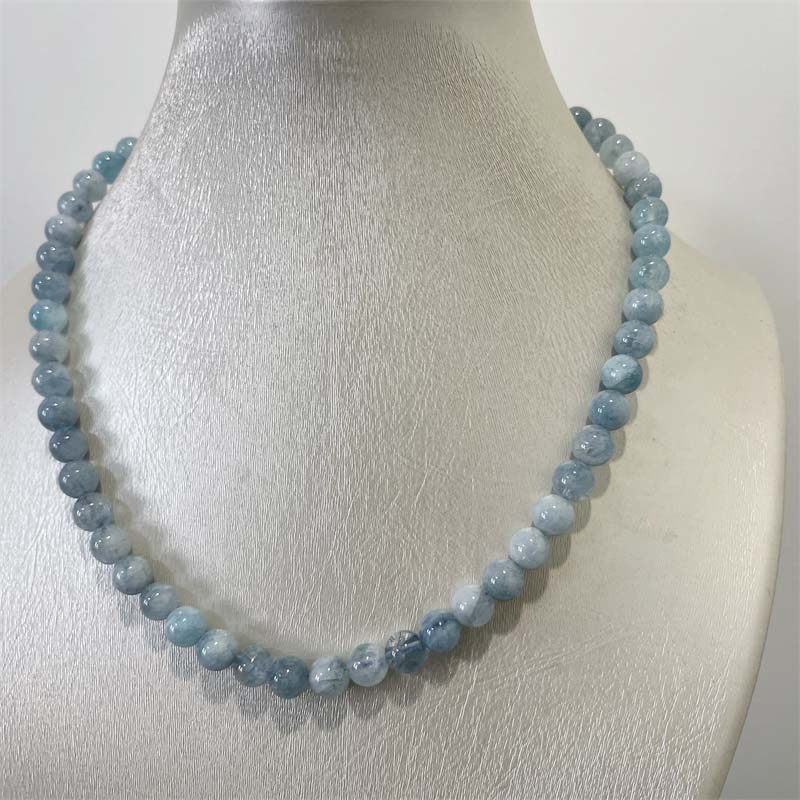 8MM Aquamarine Jade Necklace B - Yoga Health & Fitness Center 评论和价格