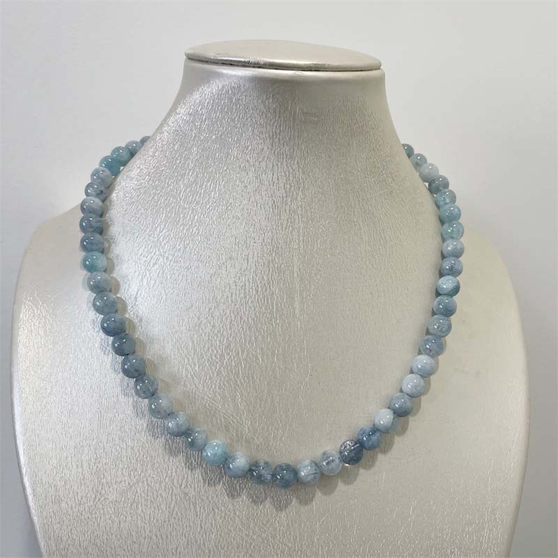 8MM Aquamarine Jade Necklace B - Yoga Health & Fitness Center 评论和价格
