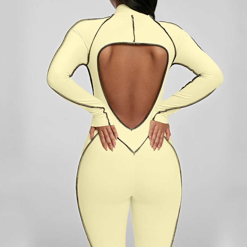 Sanding Yoga Jumpsuit Hollow-O - Yoga Fitness Girl 评论和价格
