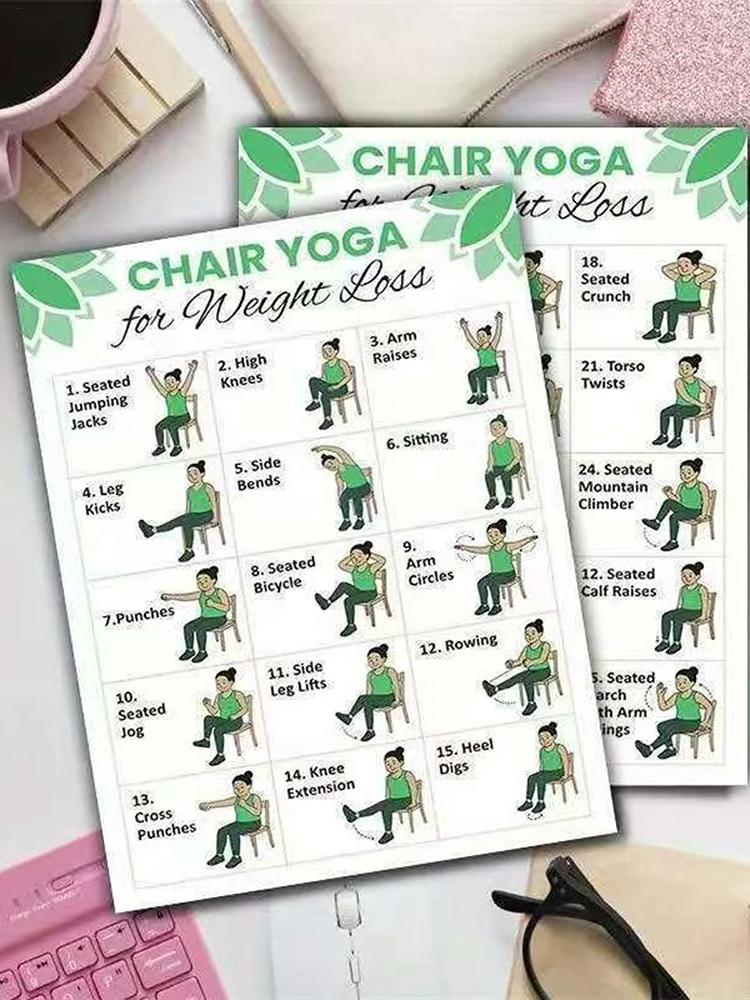 2 PCS Yoga Poster Home Exercis - Yoga Health & Fitness Center 评论和价格