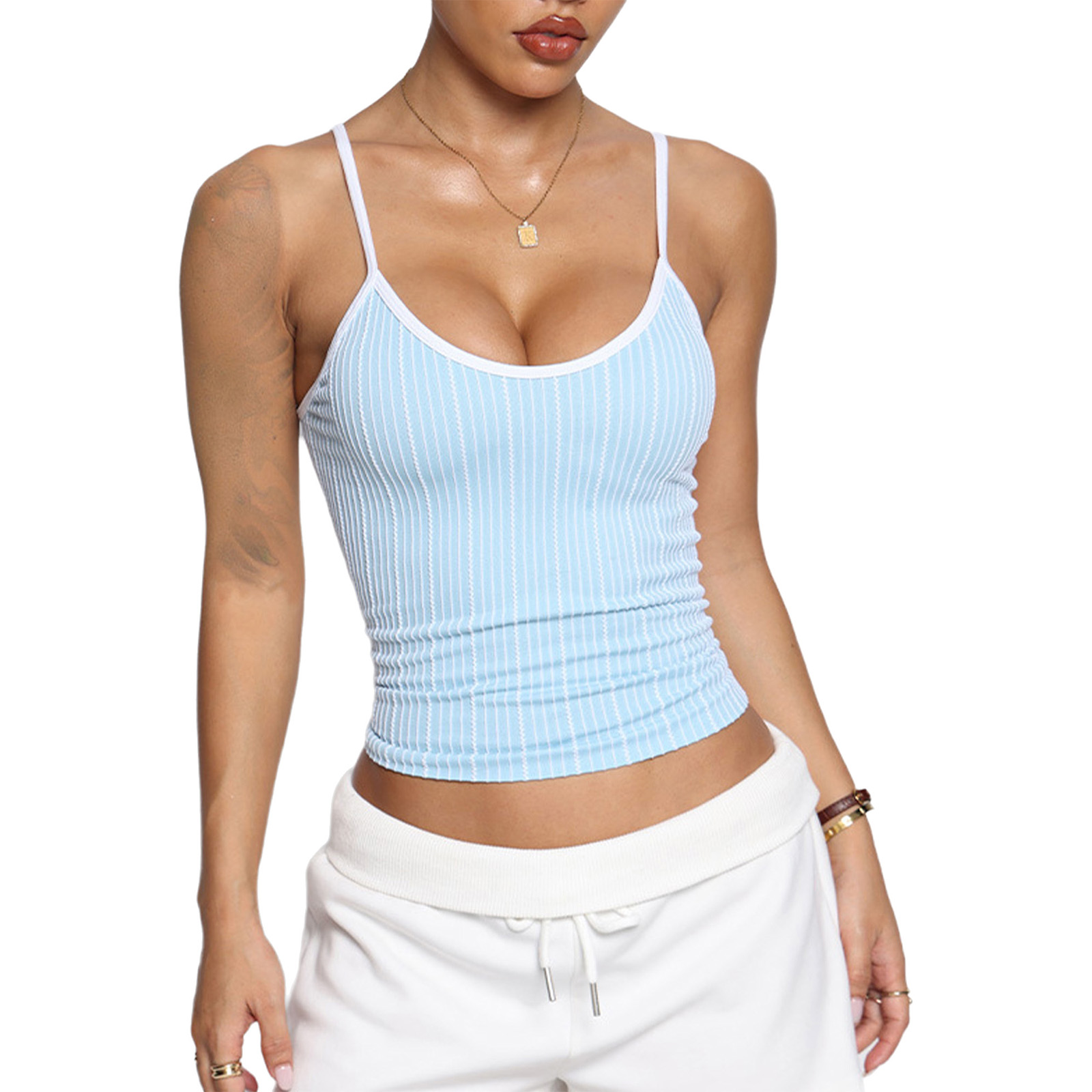 Women U Neck Striped Adjustabl - Yoga Daily Fitness 评论和价格