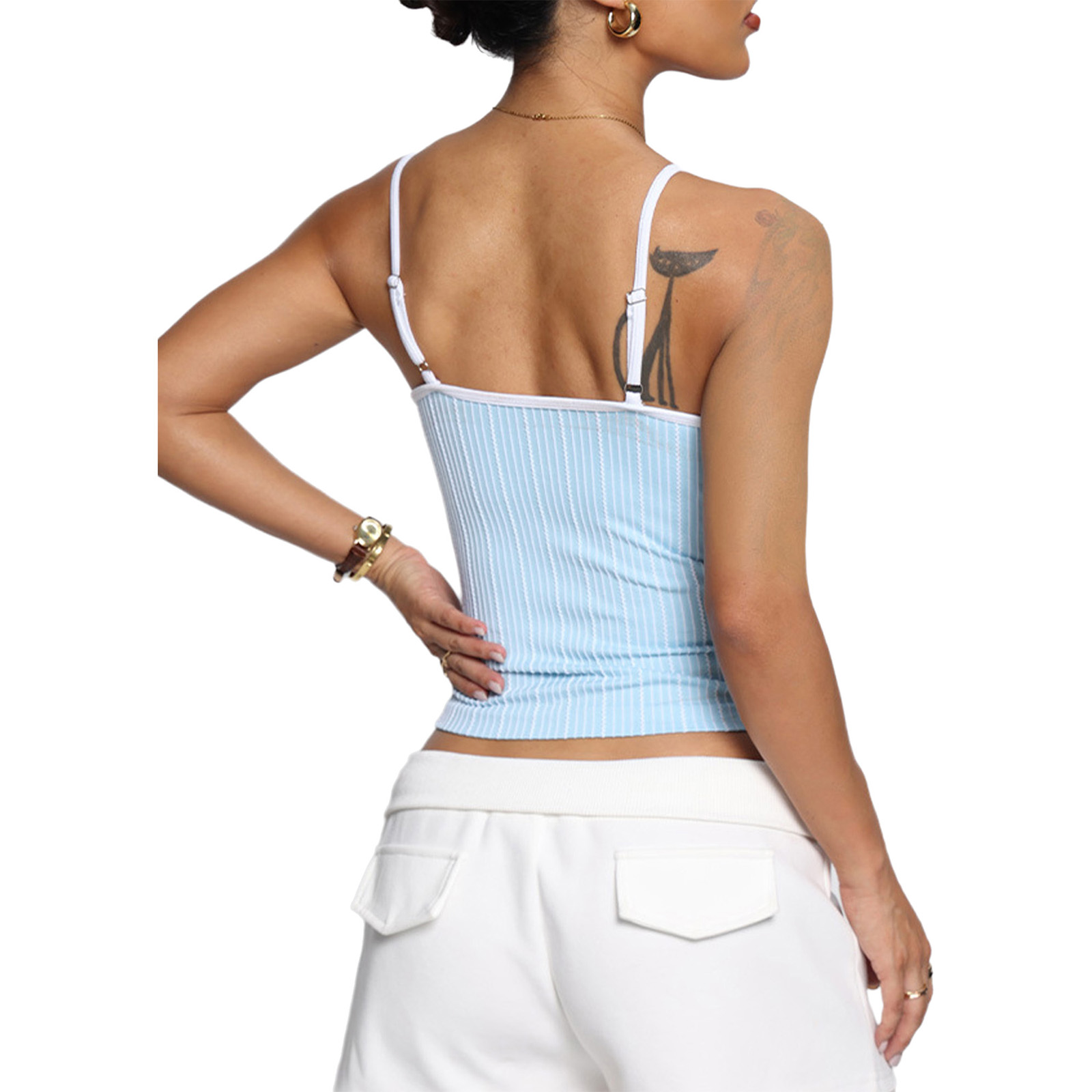 Women U Neck Striped Adjustabl - Yoga Daily Fitness 评论和价格